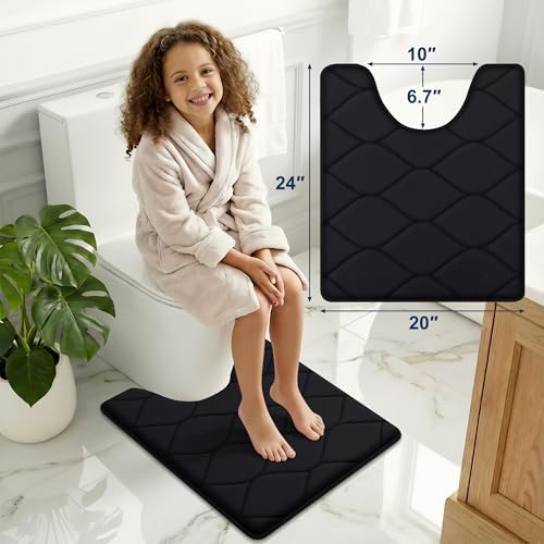Smiry Memory Foam U-Shaped Toilet Mat 24x20, Soft Absorbent Toilet Rugs - Image 3