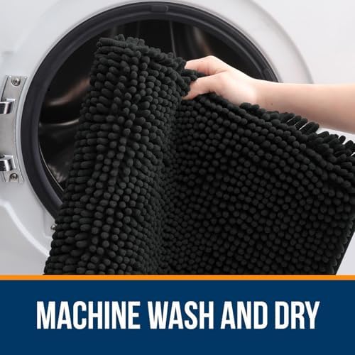 OLANLY Chenille Bathroom Rugs Sets 3 Piece, 36"x24"+30"x20"+24"x16", Black - Image 4