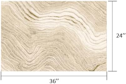 Flowing Gilded Veins 2x3 ft Cream Gold Area Rug for Entryway Bathroom - Image 2