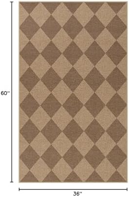 Lahome Checkered Easy Jute Indoor Outdoor Rug, 3x5 Washable Nature Rug for Entryway Living Room Indoor, Farmhouse Non Slip Checkerboard Carpet for Entry Guestroom Deck - Image 2
