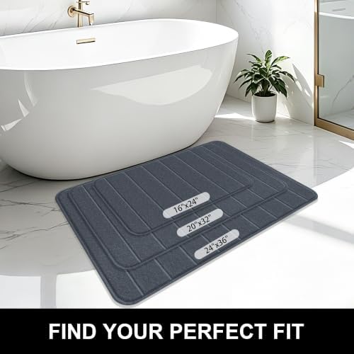 Memory Foam Bath Mat 24" x 16", Ultra Soft Absorbent Bathroom Rug Non Slip, Machine Washable Bath Rug for Bathroom, Shower and Tub,Dark Gray - Image 7