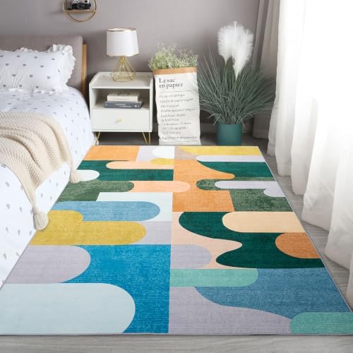 Living Room Rug 6x9 Light Green Area Rug Machine Washable Carpet Non Slip Indoor Large Rugs for Bedroom, Classroom, College Dorm, Farmhouse, Dining Room, Kids Playroom - Image 4