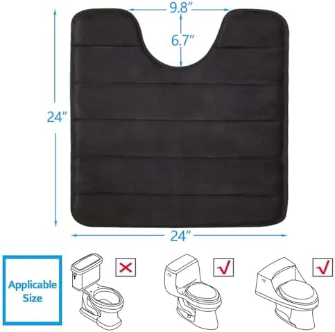 Buganda Memory Foam U-Shaped Toilet Rugs 24 x 24, Absorbent Bathroom mat - Image 2