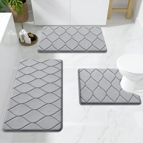 Smiry Memory Foam U-Shaped Toilet Mat 24x20, Soft Absorbent Toilet Rugs - Image 2
