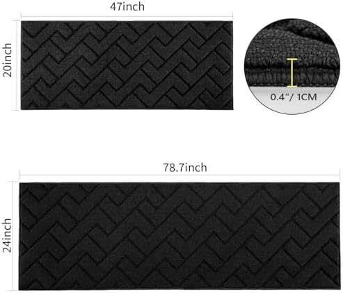 hicorfe Kitchen Runner Rug,24"x79"+20"x48" Kitchen Set,Non-Slip Kitchen Mat - Image 2