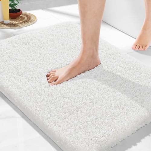 Yimobra Off White Bathroom Rugs Non Slip Washable 24x17, Small Bath Mat by Yimobra