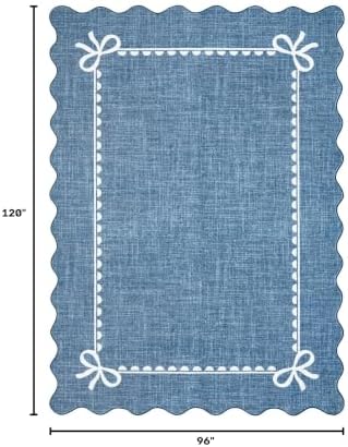 GarveeHome Scalloped Bow Rug 8x10 Washable Rugs for Living Room, Dark Blue - Image 2