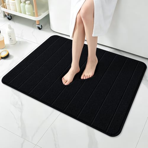 Memory Foam Bath Mat 36" x 24", Ultra Soft Absorbent Bathroom Rug Non Slip, Machine Washable Bath Rug for Bathroom, Shower and Tub,Black by Unknown