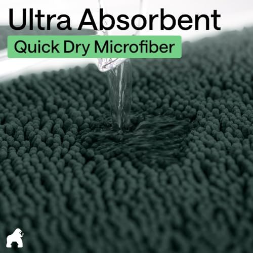 GORILLA GRIP Bath Rug Mat for Bathroom, Thick Chenille, 30x20 Hunter Green - Image 5