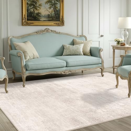 Washable 4x8 Hallway Area Rug: Abstract 8ft Water Resistant Soft Entry Kitchen Runner Rug Non-Slip Low Pile Carpet for Living Room Bedroom Thin Floor Mat for Bathroom Dining Room(4x8，Beige/Cream) - Image 2