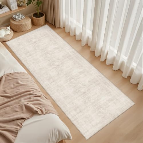 2x8 Hallway Washable Runner Rug: Neutral Kitchen Carpet Beige - Image 3