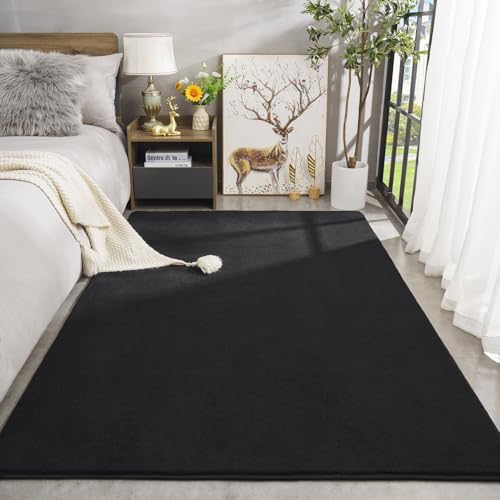 Amearea Modern Area Rugs for Bedroom Living Room, 4x6 Black Memory Foam Rug - Image 2