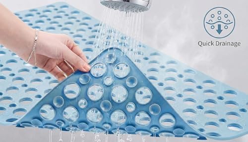Bath Tub Shower Mat, Extra Soft Long Bath Mat Non-Slip with Suction Cups, TPE Bath Mat for Kids, Machine Washable Bathroom Mat (Blue, 35 x 16 Inch) - Image 6