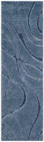 SAFAVIEH Florida Shag Collection Runner Rug - 2'3" x 19', Light Blue & Blue, Non-Shedding, 1.2-inch Thick, Ideal for Living Room, Hallway, Foyer, Bedroom (SG471-6065-219) by Unknown