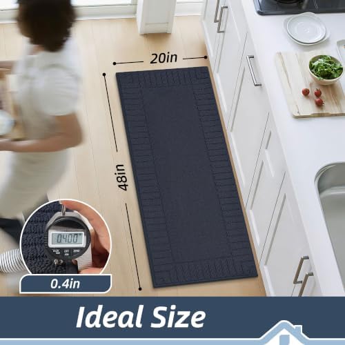 BEQHAUSE Kitchen Rugs 20"x48", Non Slip Washable Kitchen Mat, Navy Blue - Image 3