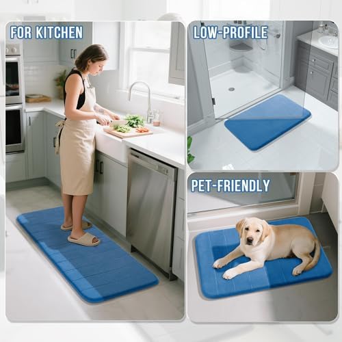 Yimobra Memory Foam Bath Mat, Super Soft Absorbent Bathroom Rug Non Slip 31.5x20 Inch, Quick Dry, Machine Washable Floor Carpet for Tub Shower, Home Decor Accessories, Blue - Image 6