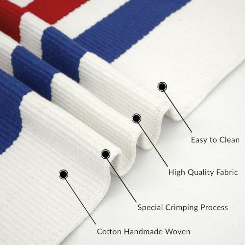 IOHOUZE Patriotic Striped Outdoor Rug 3x5, Washable, Red White Blue - Image 6