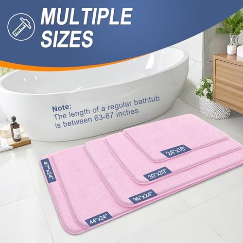 OLANLY Thick Memory Foam Bathroom Rugs 30x20, Soft Absorbent Bath Mat, Pink - Image 5