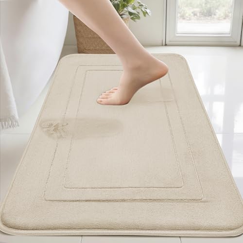 Cupic Cupid Super Soft Memory Foam Bath Mat, Khaki Bathroom Rugs, Non Slip Bath Mats for Bathroom Floor, Machine Washable Rugs for Shower & Tub, Quick Dry Bath Carpet for Decor, 24" x 36" by CupicCupid