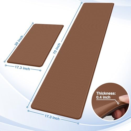 StepRite Kitchen Mats for Floor, 2-Pack Anti-Fatigue Rugs, Terracotta Brown - Image 2