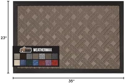 GORILLA GRIP WeatherMAX Door Mat, Indoor Outdoor, 35x23, Beige Basket Weave - Image 2