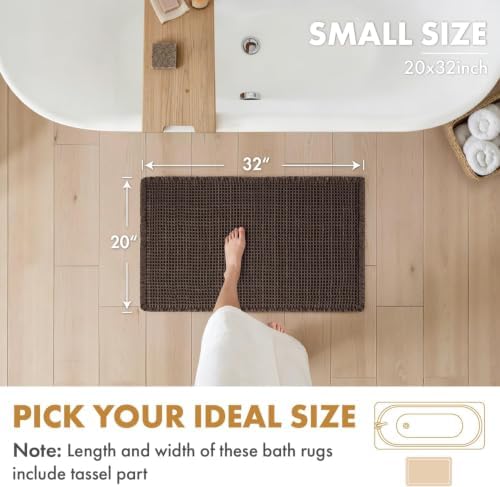 MIULEE Set of 2 Waffle Bathroom Rugs Boho Bath Mat Chocolate 20x32 Inch - Image 2