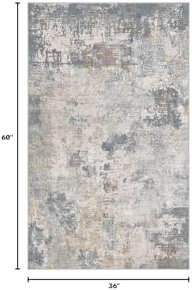 UERMEI 3x5 Area Rug Living Room Rugs - Washable Neutral Modern Abstract Soft Thin Rug Indoor Floor No Slip Rug Carpet for Bedroom Under Dining Table Home Office Decor - Blue Grey - Image 2