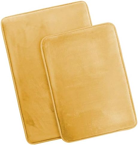 Clara Clark 2 Piece Bathroom Rugs Bath Mat Set, Velvet Memory Foam Bath Mats for Bathroom - Non-Slip, PVC Backing Bath Rugs, Washable - Dries Quickly, Gold - Image 4