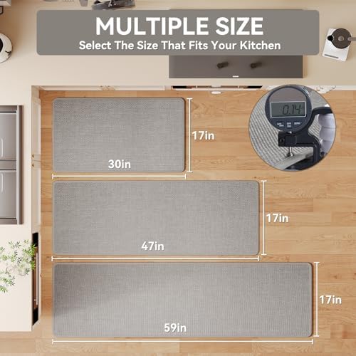 YDKGL Long Kitchen Runner Rugs Kitchen Mat Non Slip Washable Gray 17"x59" - Image 2