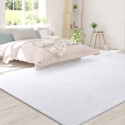 FlyDOIT Area Rugs for Bedroom Living Room, 4x6 White Super Soft Comfy Thickened Memory-Foam Indoor Carpets, Modern Aesthetic Minimalist Carpet for Boys Girls Adults Apartment Nursery Home Décor - Image 4