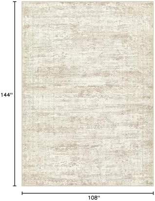 UERMEI 9x12 Washable Area Rug - Neutral Modern Abstract Living Room Rugs, Non-Slip Soft Large Indoor Floor Carpet for Bedroom Home Office & Under Dining Table Decor, Beige/Brown - Image 2