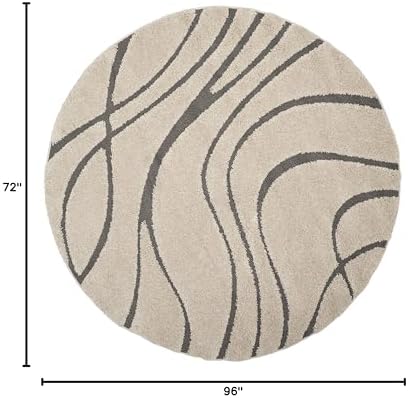 SAFAVIEH Florida Shag Collection Area Rug - 6' x 8' Oval, Cream & Grey, Non-Shedding & Easy Cleaning, Plush Thick Pile, Ideal for Living Room, Bedroom, Dining Space (SG471-1180) - Image 2
