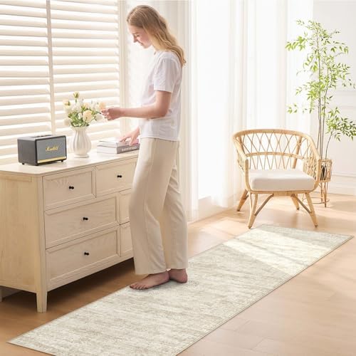 UERMEI 3x8 Washable Runner Rug for Hallway, Non Slip Low Pile Kitchen Carpet, Neutral Modern Abstract Indoor Floor Mat for Entryway Laundry, Kid & Pet Safe High Traffic Area, Beige/Brown - Image 5
