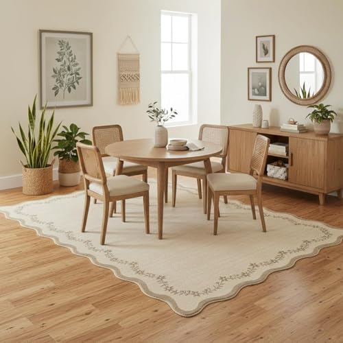 GarveeHome 6x9 Scalloped Area Rug Soft Washable Rug for Living Room Bedroom - Image 2