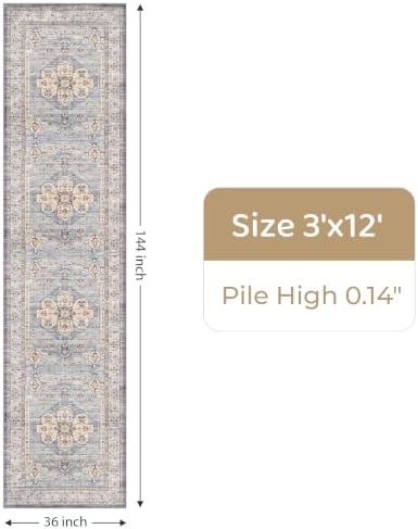 Washable Hallway Runner Rug 3x12: Non Slip Runner Rugs with Rubber Backing - Image 2