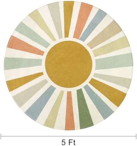 STARUIA Boho 5Ft Round Rug, Washable Kids Circle Rug for Playroom Bedroom - Image 2