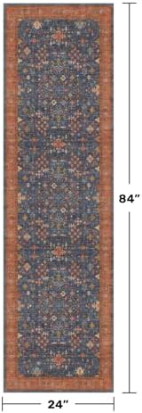 Hazo Haus Navy Blue Runner Rug 2x7 for Kitchen, Hallway, Mudroom, Laundry Room, Bathroom, Washable Non Slip Non Skid Rubber Backing Low Pile Stain Resistance - Image 2
