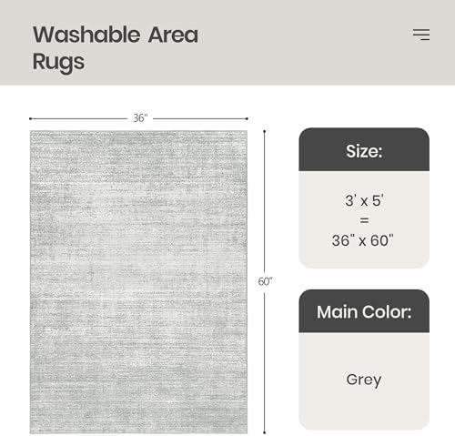 Valenrug 3x5 Area Rug Non Slip, Washable Entryway Rug for Bedroom Grey - Image 2