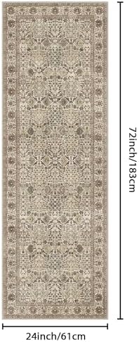 Bavni 2x6 Kitchen Runner Rug, Washable Non Slip, Cream Brown - Image 2