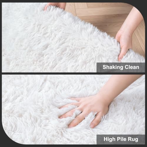 10X14 Large Area Rugs for Living Room Bedroom,White Big Shag Rug for Bedroom Dorm,Soft Fluffy Indoor Carpet Plush Rugs for Living Room Home Decor (White, 10X14 Feet) - Image 6