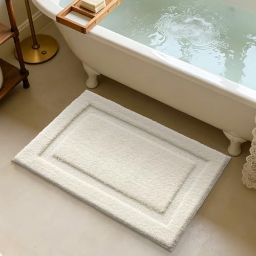 LUMI Soft Bathroom Rugs Absorbent, Non Slip Bath Mat 20x32, Ivory White - Image 4