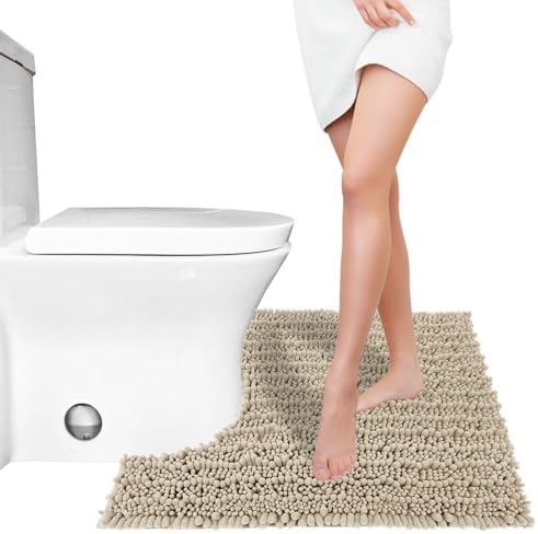 Yimobra Toilet Rug U Shaped Washable 24x20 Inch - Ultra Soft Absorbent Chenille Bath Rugs for Toilet, Quick Dry & Machine Washable, Non Slip Contour Bathroom Mat, Camel - Image 6