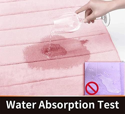 Yimobra Bathroom Runner 55"x24", Non Slip Memory Foam Bath Mat, Super Soft Water Absorbent Hallway Carpet, Machine Washable Rug for Vanity Tub Shower, Pink - Image 4