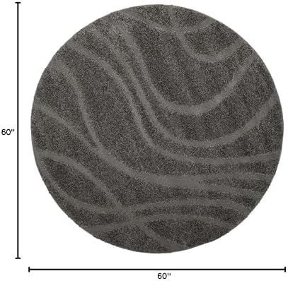 SAFAVIEH Florida Shag Round Rug 5', Soft Plush Modern Grey SG471-8080 - Image 2