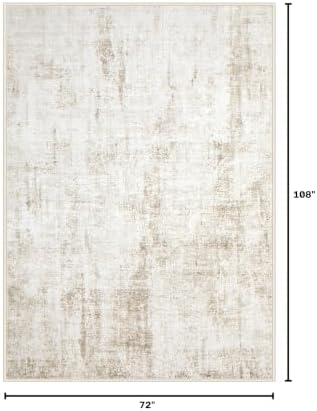 MXSANYOO 6x9 Area Rugs Washable Rug: Abstract Neutral Rugs Modern Non Slip Area Rug Stain Resistant Low Pile Indoor Carpet for Dining Room Bedroom Nursery Office (Beige, 6'x9') - Image 2