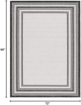 SAFAVIEH Washable Rug Outdoor Courtyard Collection - 6' x 8', Ivory & Black, Non-Shedding & Easy Cleaning, Ideal for Patio, Entryway, Mudroom, Hallway, Kitchen (CY8475-53712) - Image 2