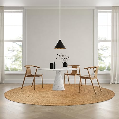 Hausattire Jute Braided Woven Area Rug 8 Feet Round - Natural by Hausattire