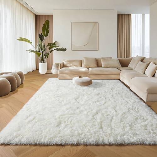 ONASAR Cream White Area Rugs 9x12 Living Room, Ivory Large Fluffy Shag Bedroom Rug, Soft Plush Thick Shaggy Big Floor Carpet for Kids Boy Girls Teen Dorm Nursery Indoor Home Decor Aesthetic - Image 6