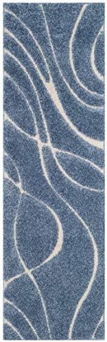 SAFAVIEH Florida Shag Collection Runner Rug - 2'3" x 13', Light Blue & Cream, Non-Shedding, 1.2-inch Thick, Ideal for Living Room, Hallway, Foyer, Bedroom (SG471-6011-213) by Unknown