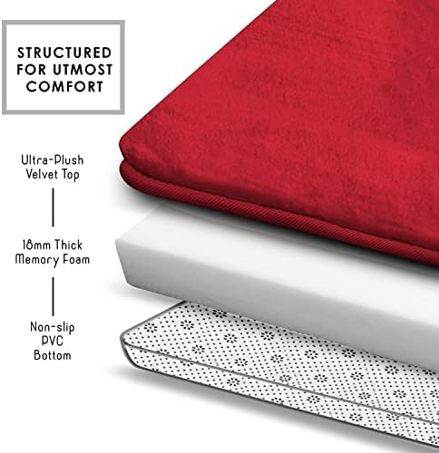 Clara Clark Bathroom Rugs, Velvet Memory Foam Bath Mat, Non-Slip, Machine Washable Bath Rugs - Dries Quickly, Ultra Soft Plush Bath Mats for Bathroom, 17 x 24, Burgundy Red - Image 6